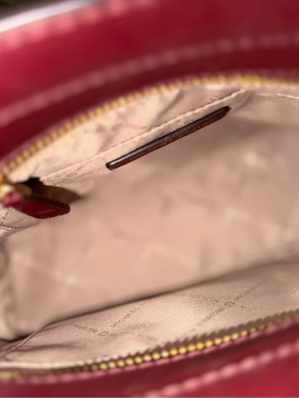 Michael Kors Bordeaux Saffiano Leather Satchel with Gold Hardware